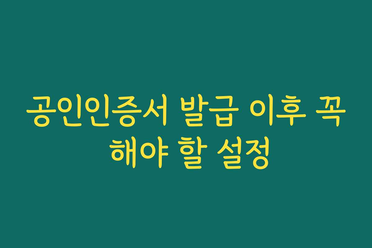 공인인증서 발급 이후 꼭 해야 할 설정