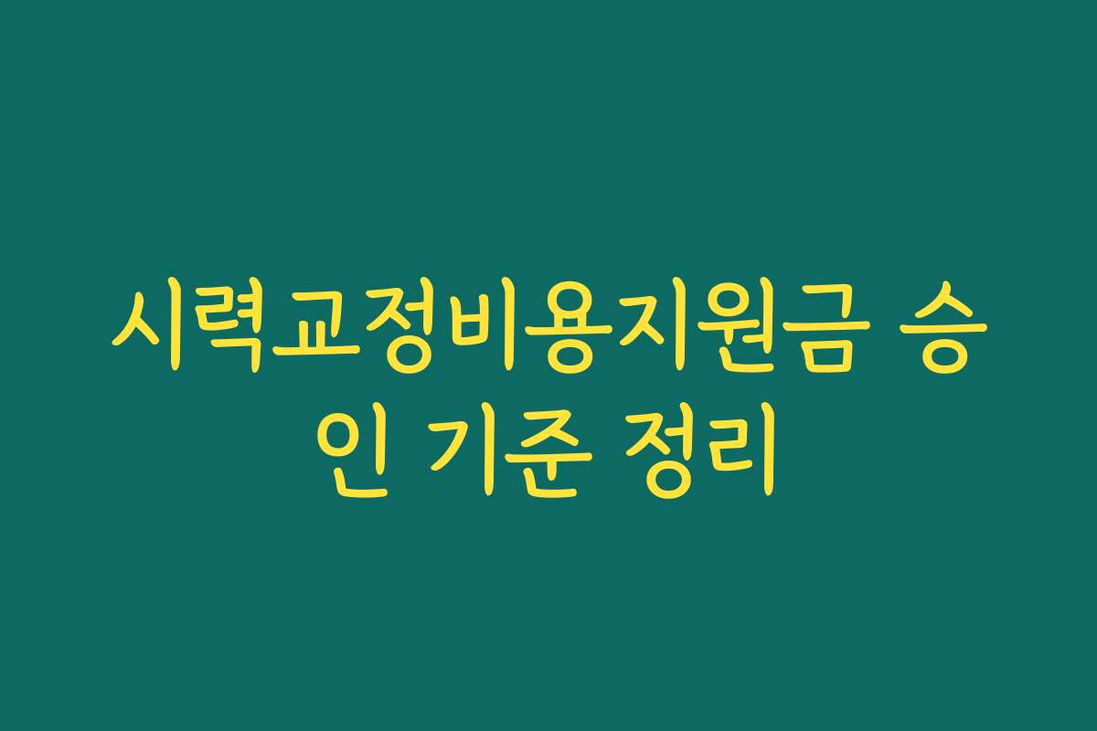시력교정비용지원금 승인 기준 정리