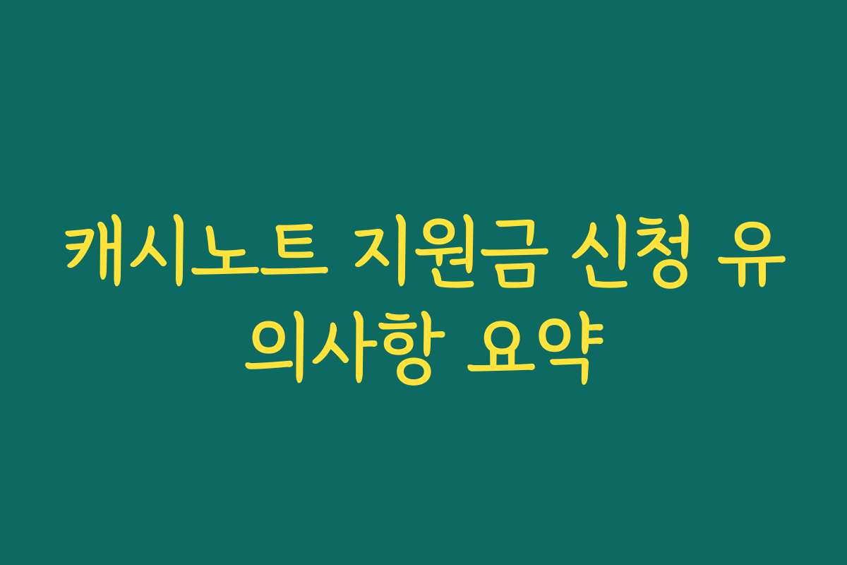 캐시노트 지원금 신청 유의사항 요약