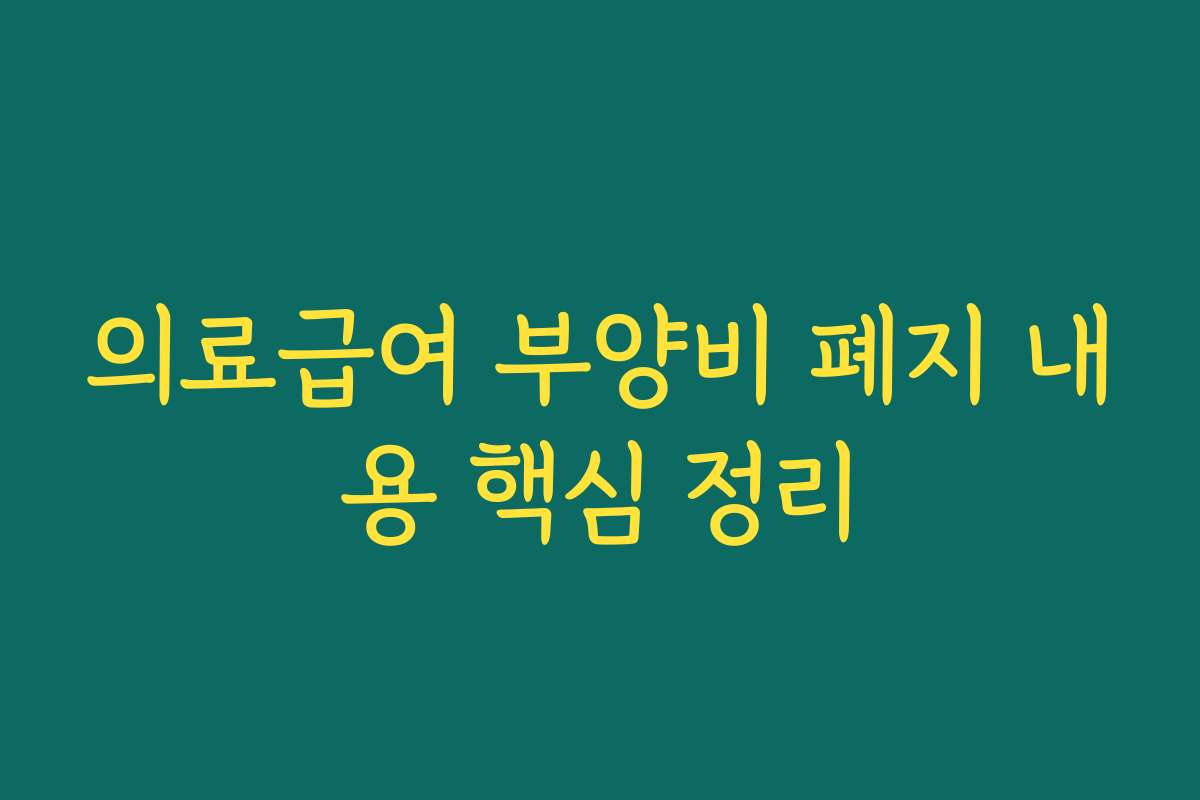 의료급여 부양비 폐지 내용 핵심 정리