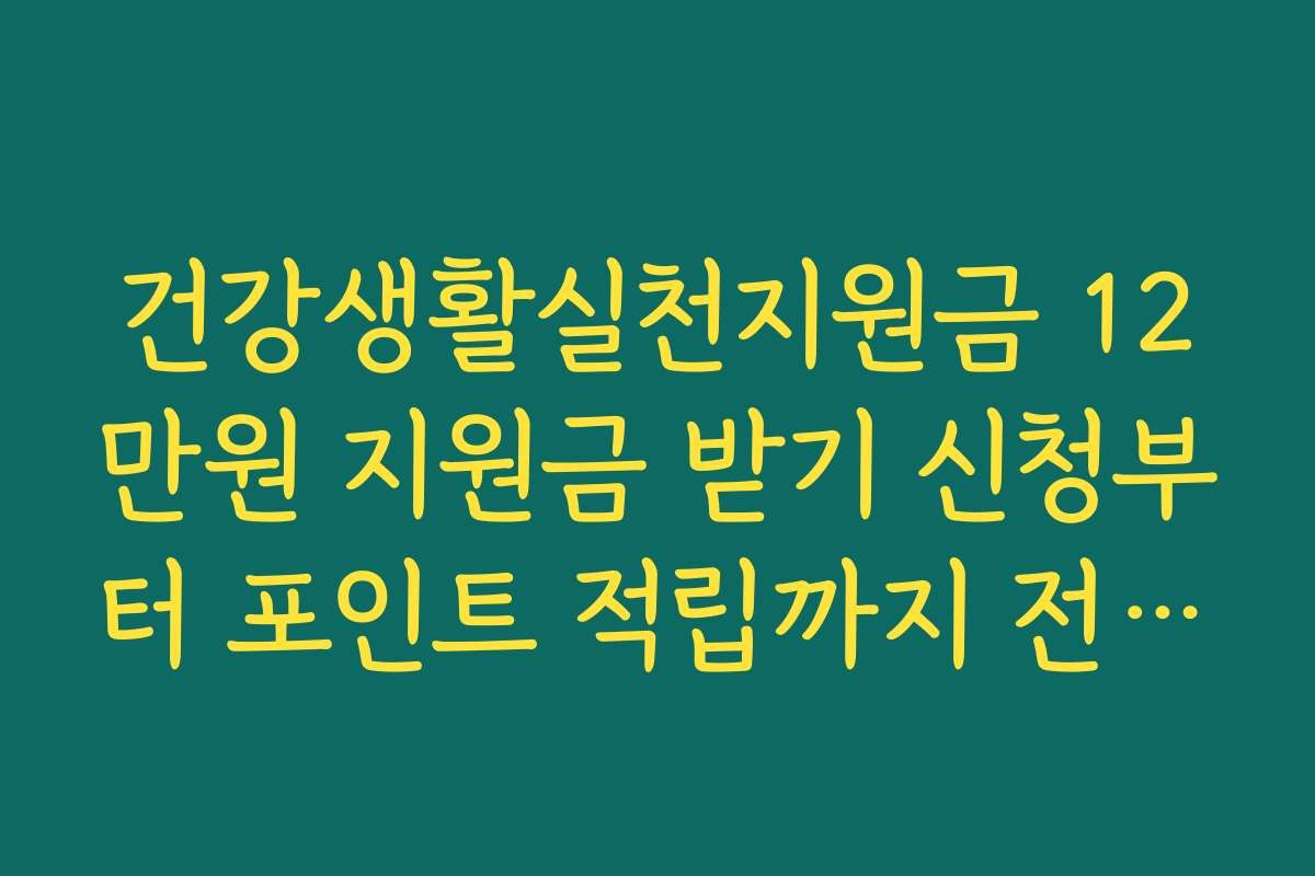 건강생활실천지원금 12만원 지원금 받기 신청부터 포인트 적립까지 전체 과정