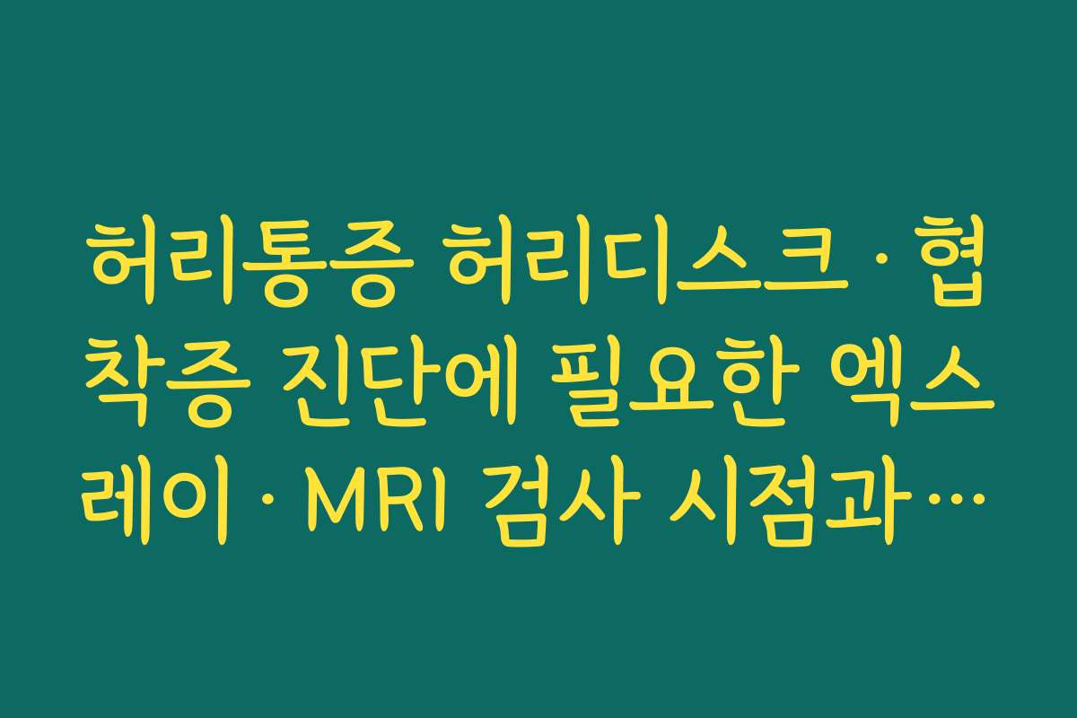 허리통증 허리디스크·협착증 진단에 필요한 엑스레이·MRI 검사 시점과 주의사항