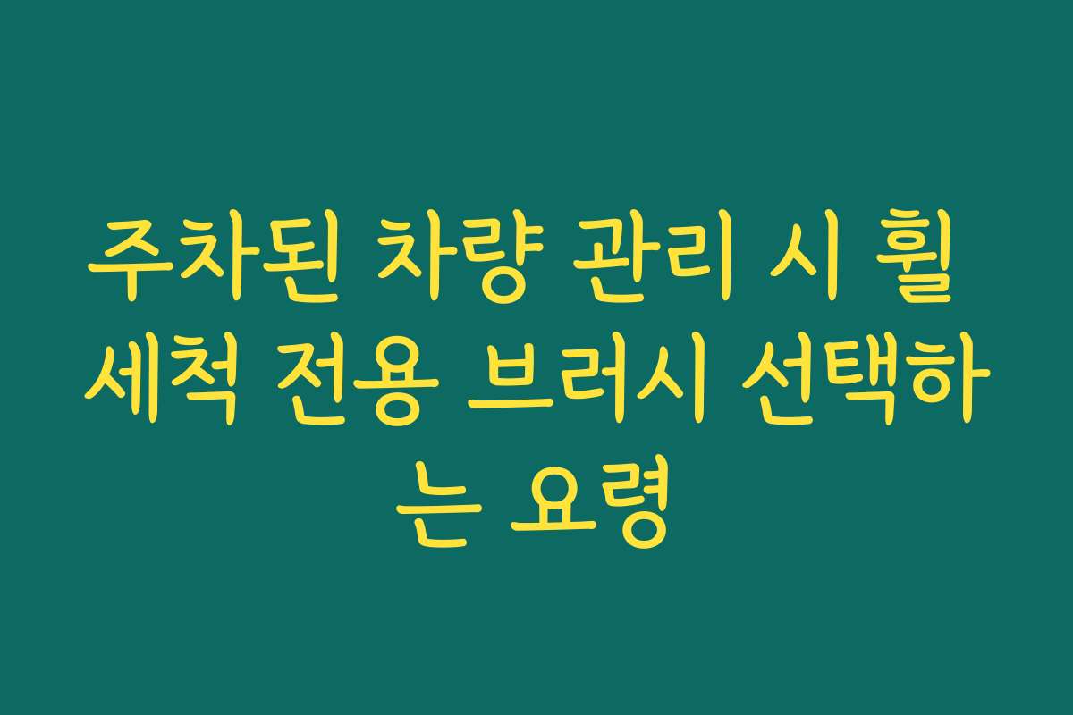 주차된 차량 관리 시 휠 세척 전용 브러시 선택하는 요령