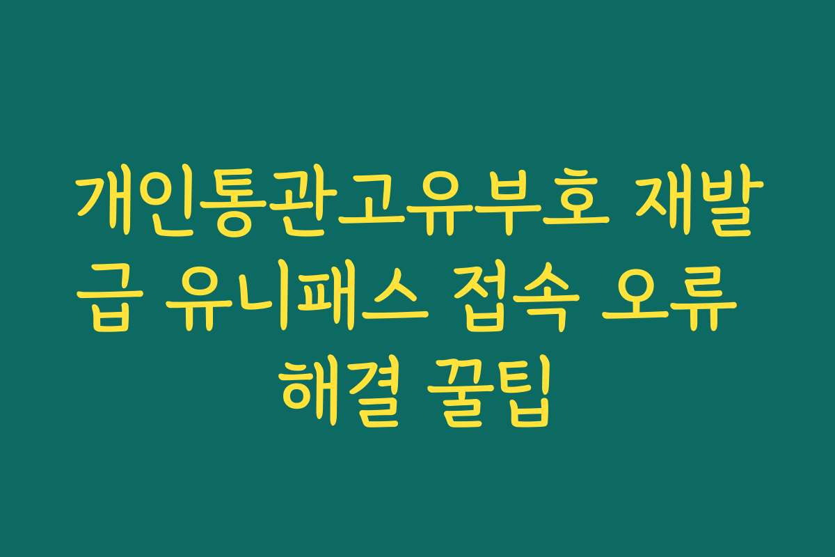 개인통관고유부호 재발급 유니패스 접속 오류 해결 꿀팁