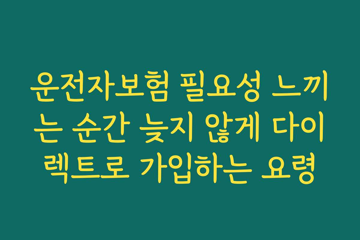 운전자보험 필요성 느끼는 순간 늦지 않게 다이렉트로 가입하는 요령
