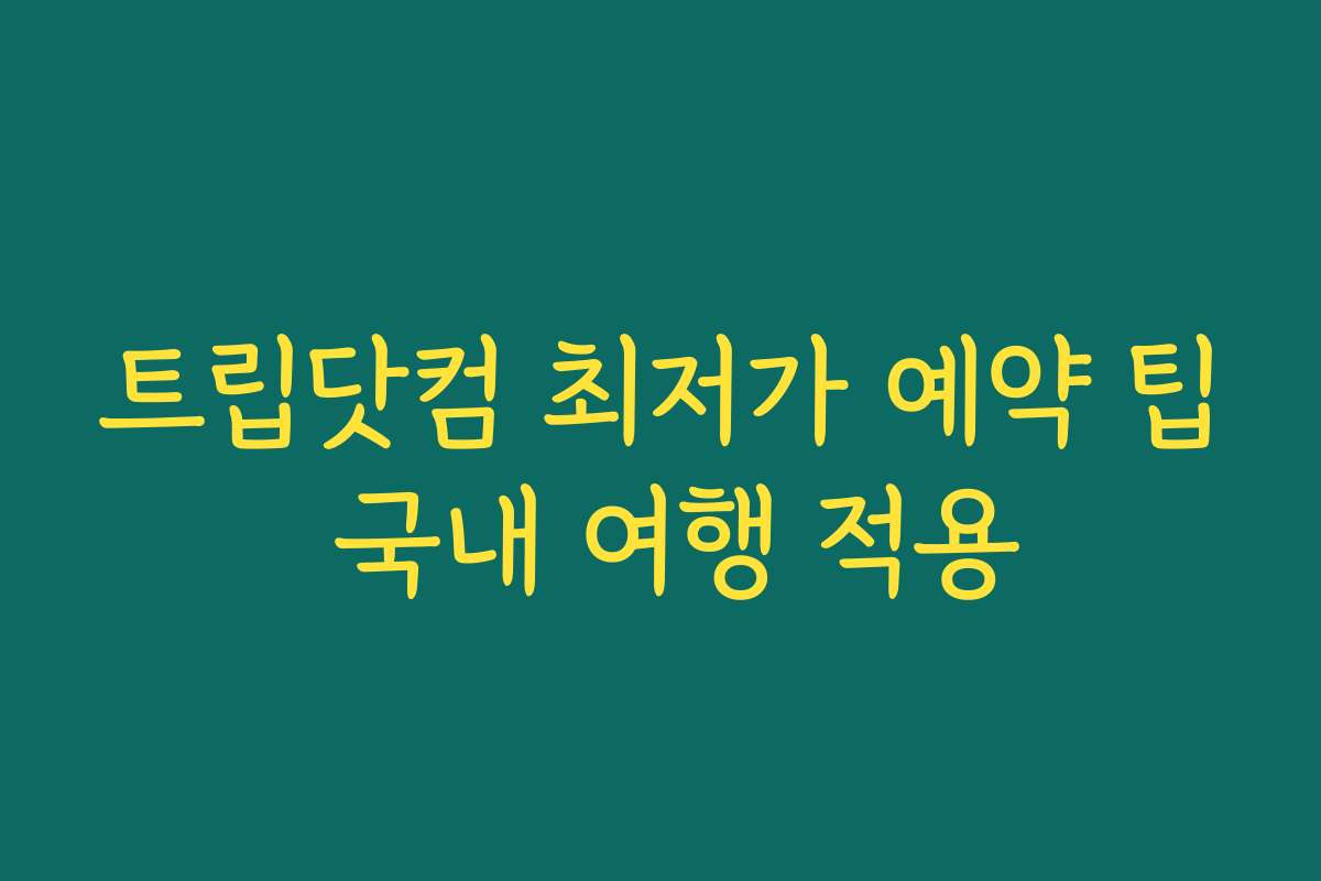 트립닷컴 최저가 예약 팁 국내 여행 적용
