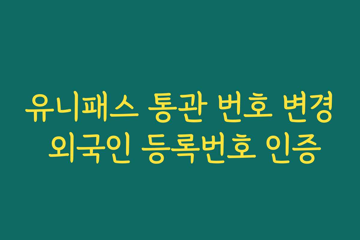 유니패스 통관 번호 변경 외국인 등록번호 인증