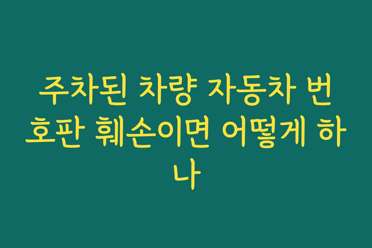 주차된 차량 자동차 번호판 훼손이면 어떻게 하나