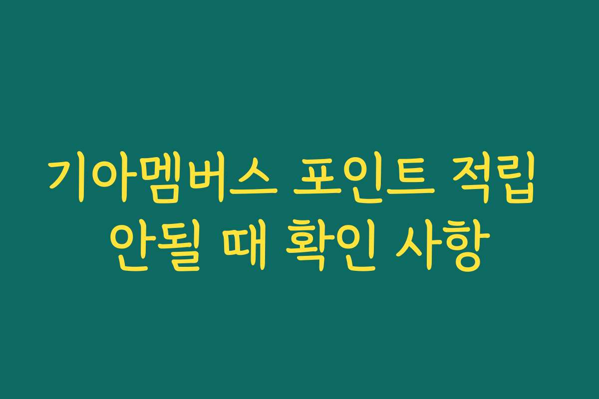 기아멤버스 포인트 적립 안될 때 확인 사항