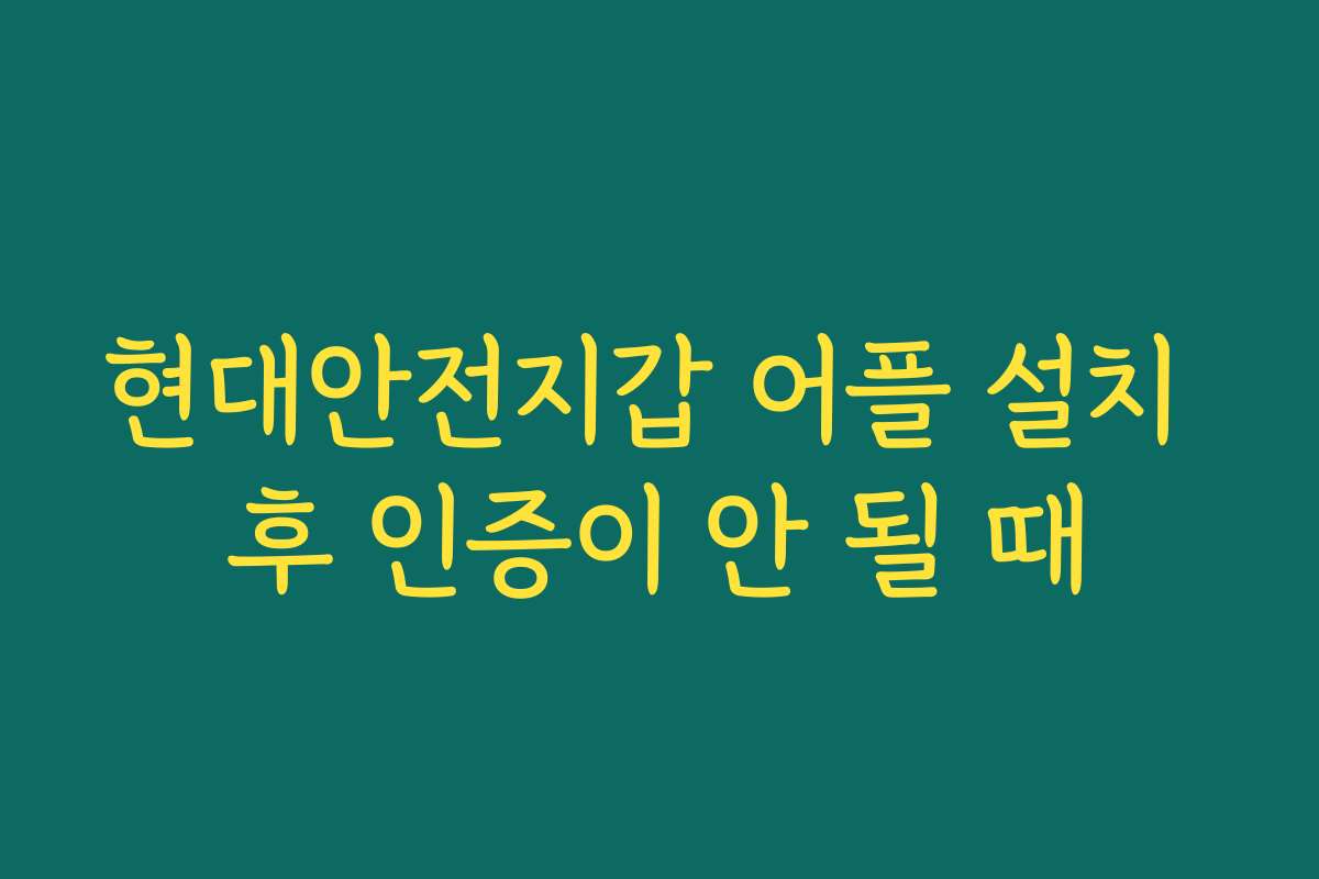 현대안전지갑 어플 설치 후 인증이 안 될 때