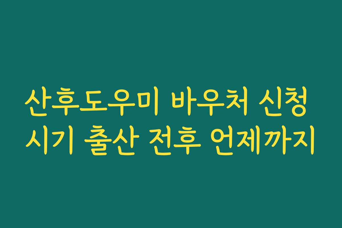 산후도우미 바우처 신청 시기 출산 전후 언제까지