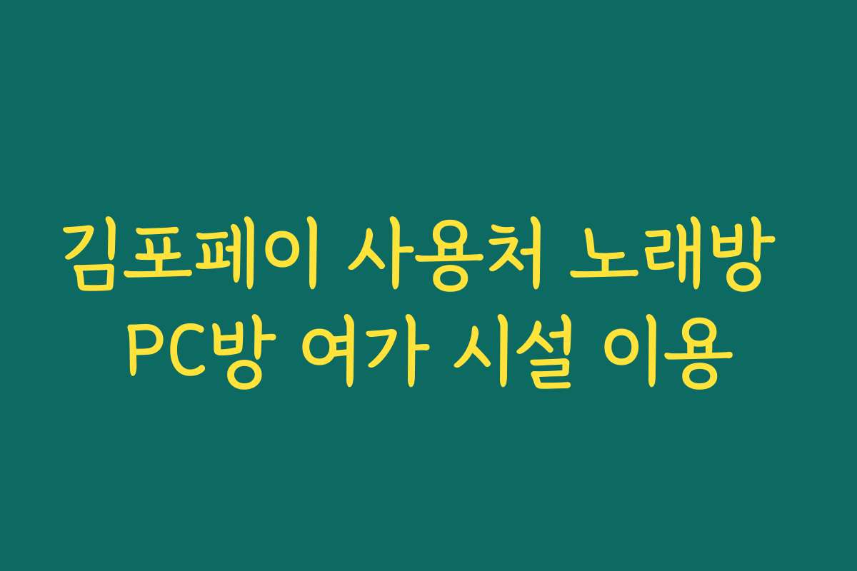 김포페이 사용처 노래방 PC방 여가 시설 이용