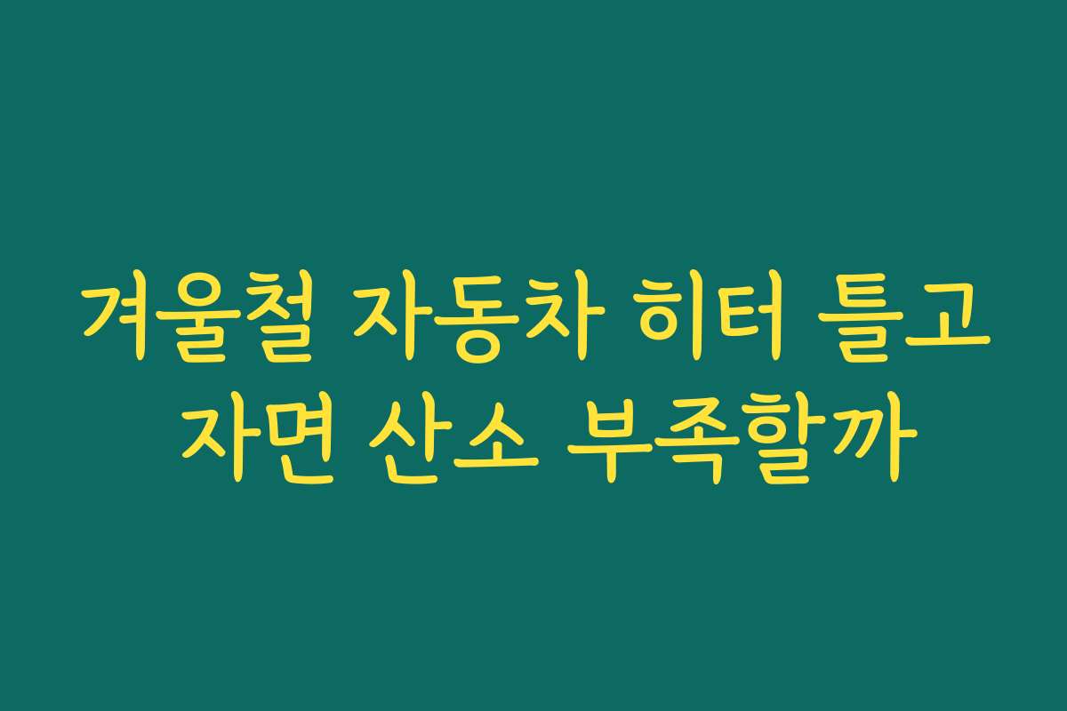 겨울철 자동차 히터 틀고 자면 산소 부족할까