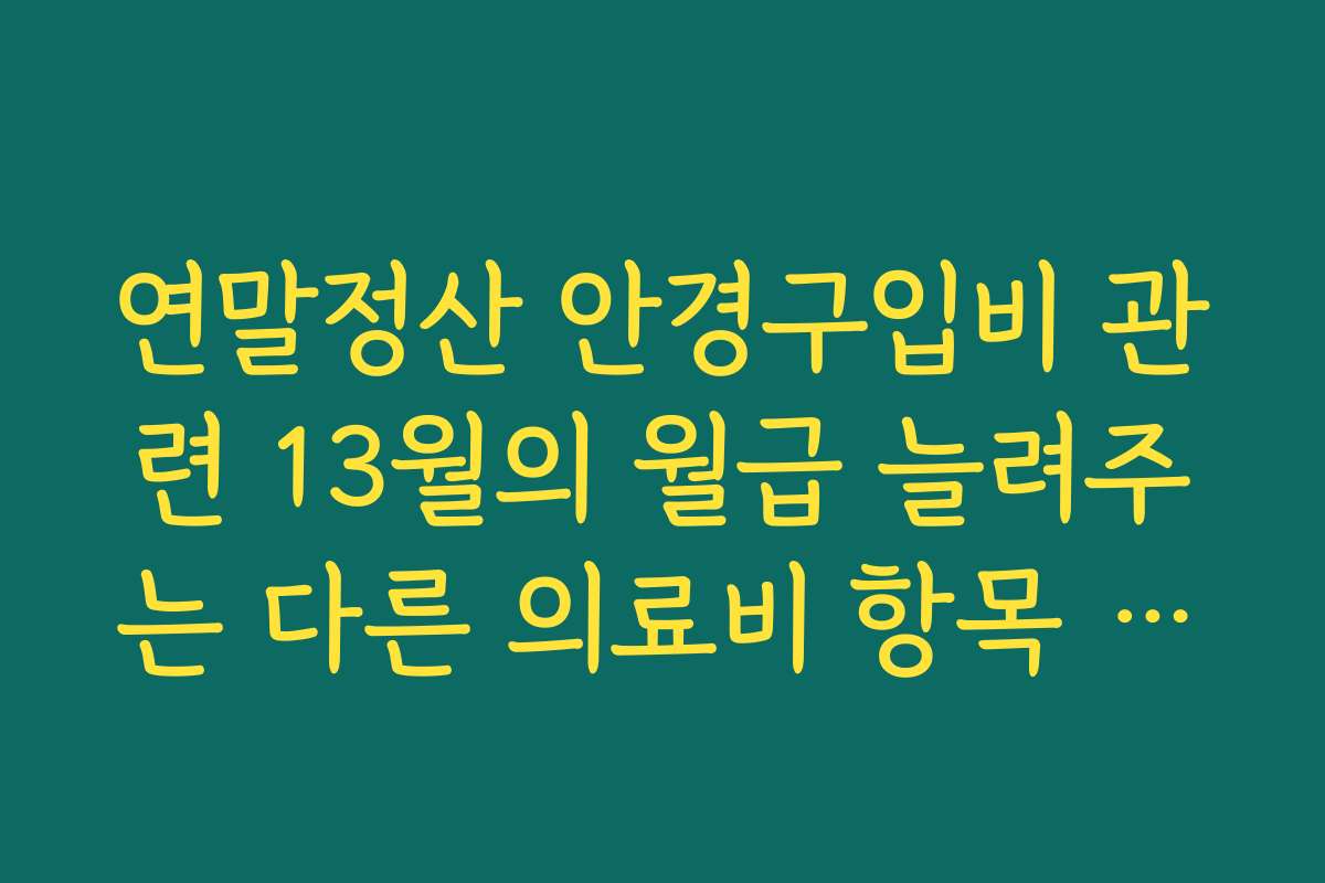 연말정산 안경구입비 관련 13월의 월급 늘려주는 다른 의료비 항목 연계