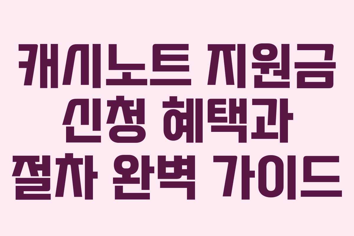 캐시노트 지원금 신청 혜택과 절차 완벽 가이드