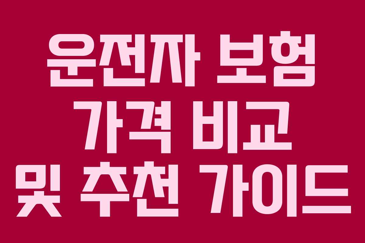 운전자 보험 가격 비교 및 추천 가이드