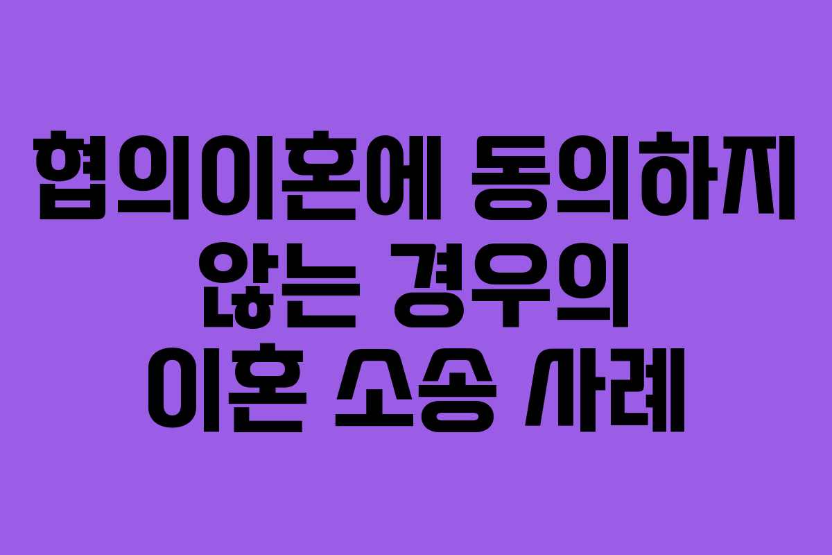 협의이혼에 동의하지 않는 경우의 이혼 소송 사례