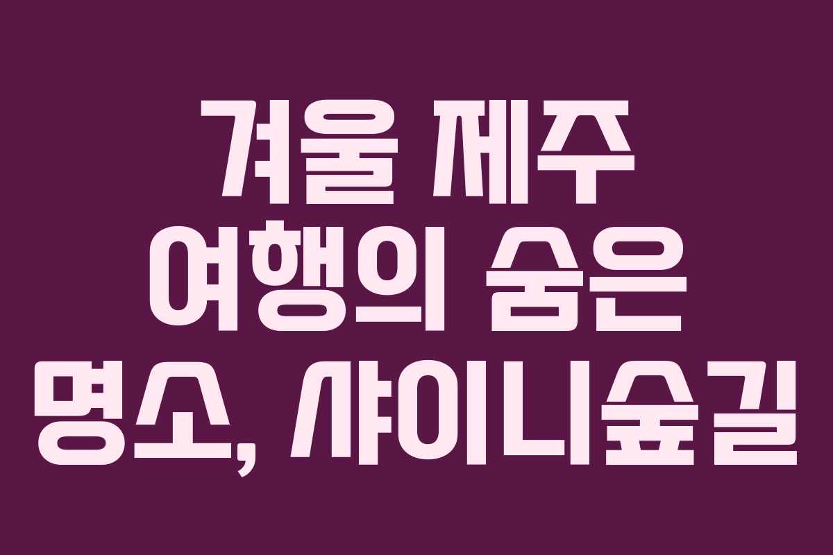겨울 제주 여행의 숨은 명소, 샤이니숲길