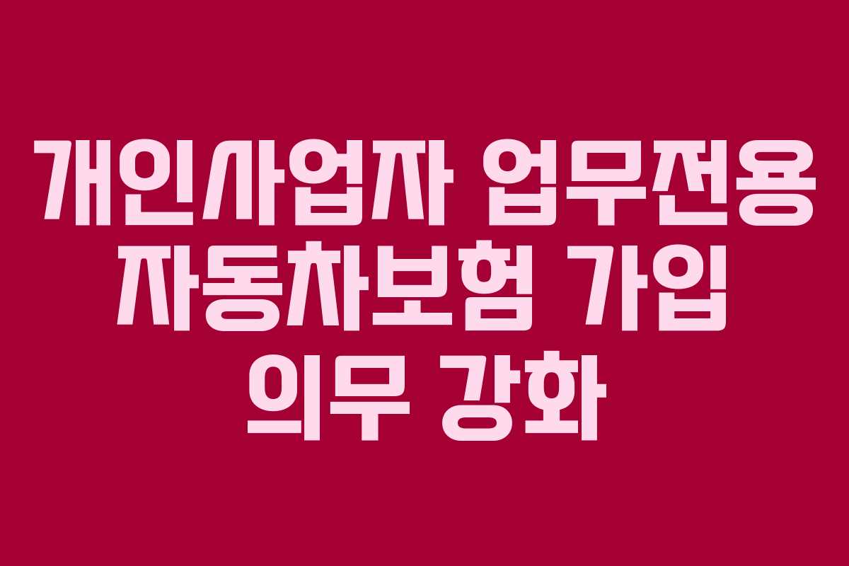개인사업자 업무전용 자동차보험 가입 의무 강화