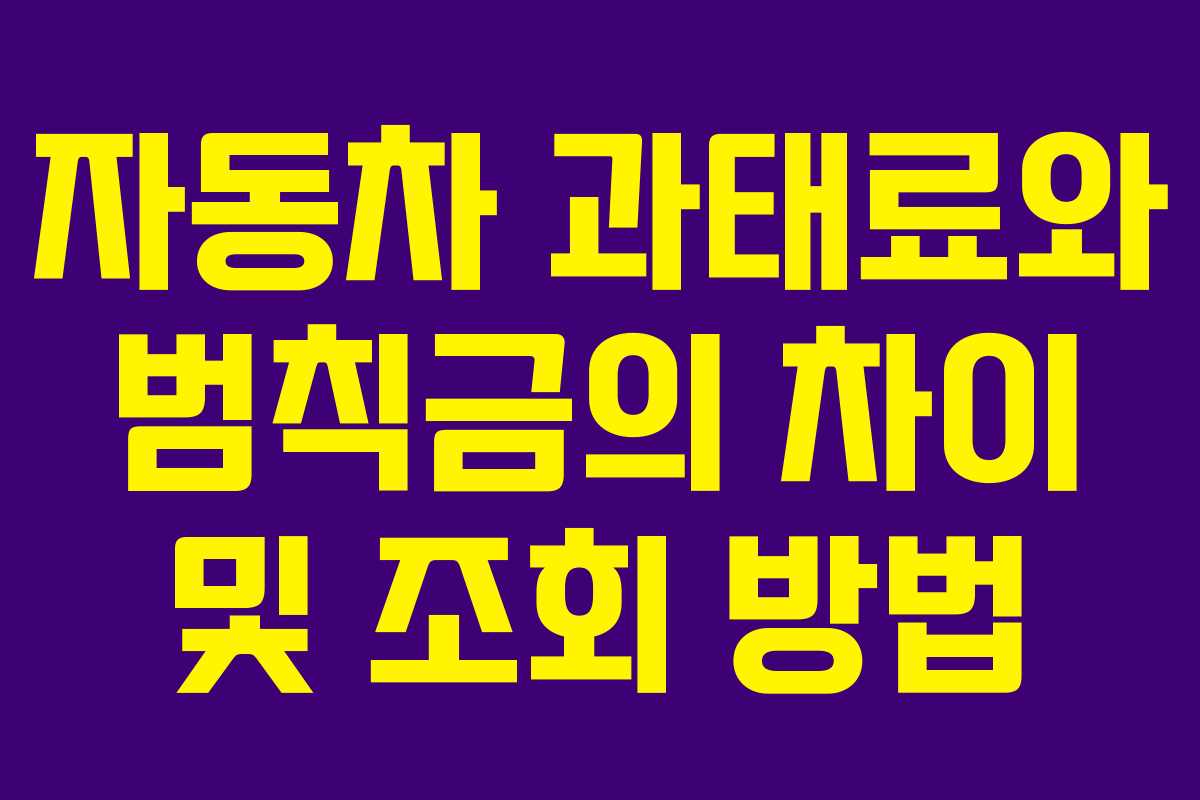 자동차 과태료와 범칙금의 차이 및 조회 방법
