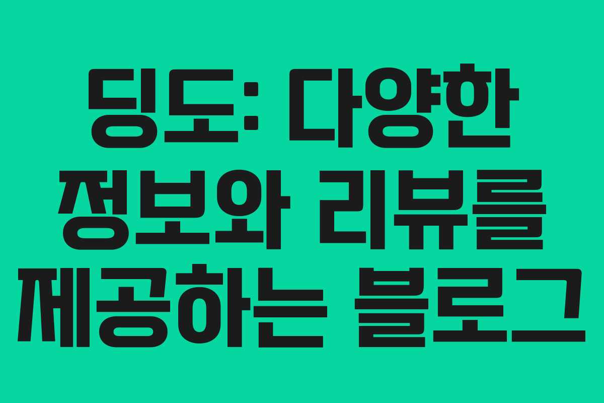 딩도: 다양한 정보와 리뷰를 제공하는 블로그