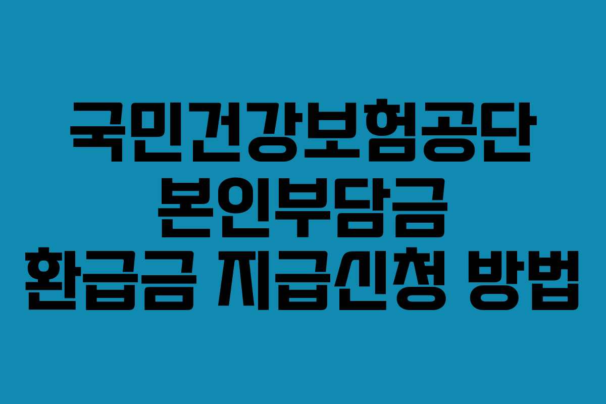 국민건강보험공단 본인부담금 환급금 지급신청 방법