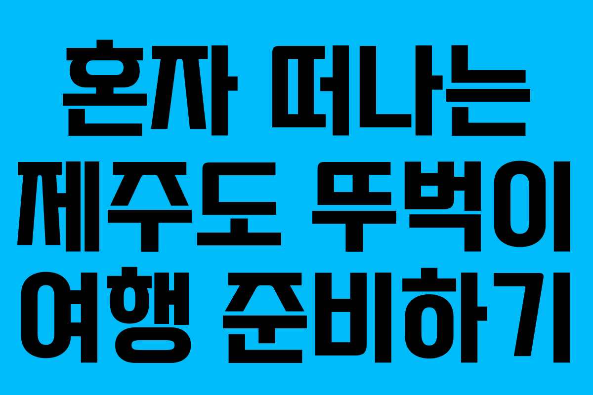 혼자 떠나는 제주도 뚜벅이 여행 준비하기