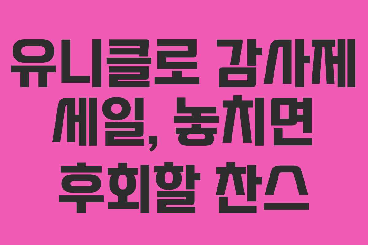 유니클로 감사제 세일, 놓치면 후회할 찬스