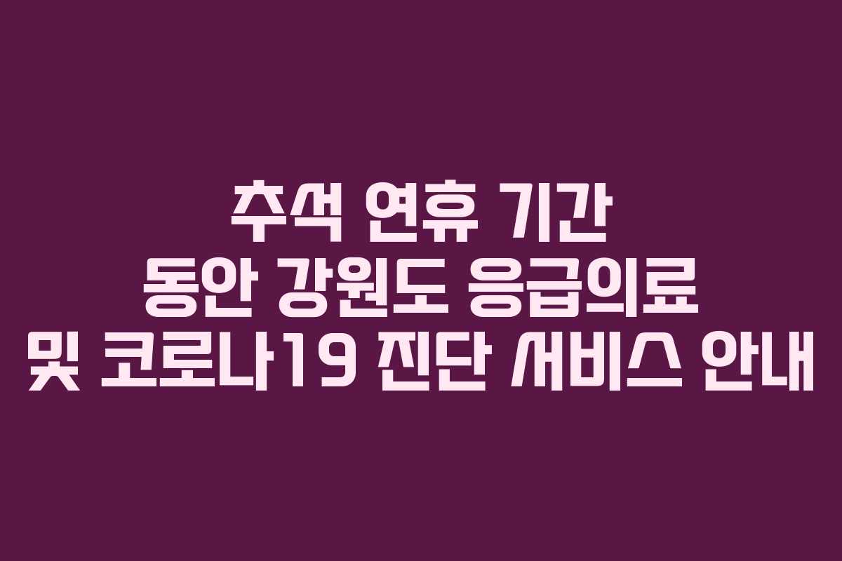 추석 연휴 기간 동안 강원도 응급의료 및 코로나19 진단 서비스 안내