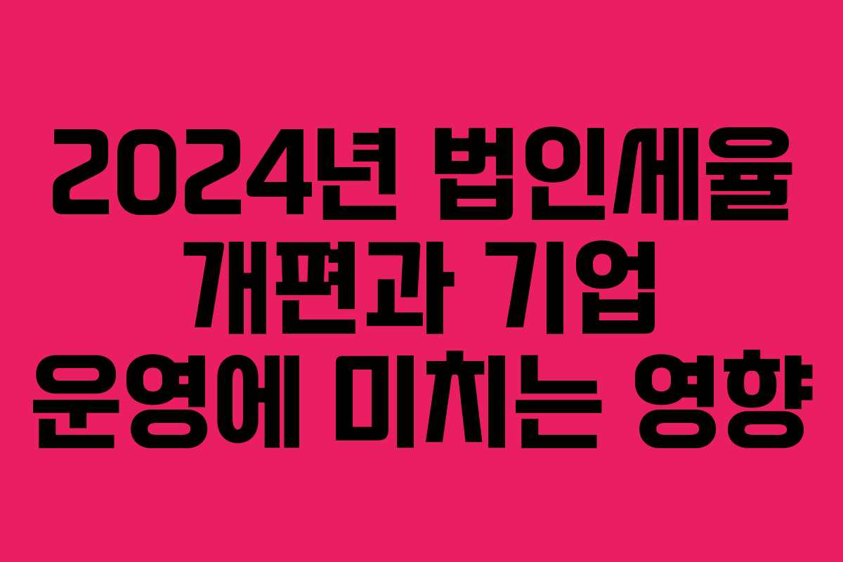 2024년 법인세율 개편과 기업 운영에 미치는 영향