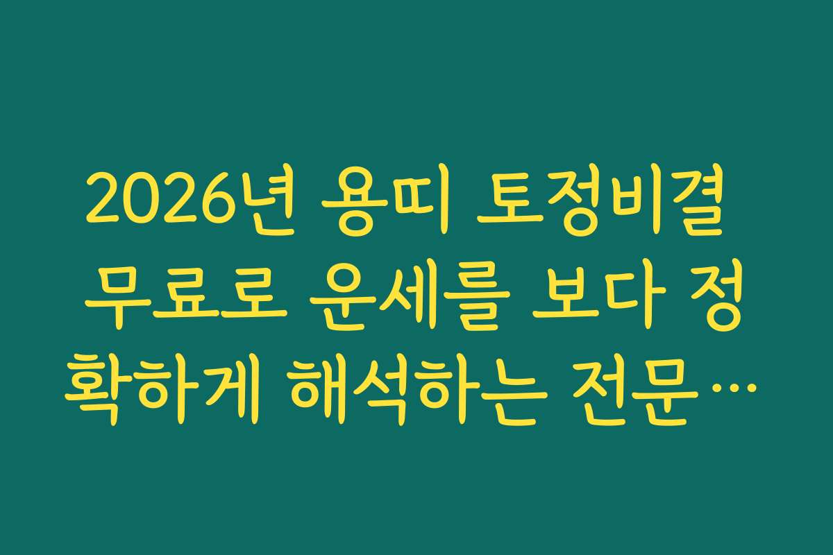 2026년 용띠 토정비결 무료로 운세를 보다 정확하게 해석하는 전문가 조언