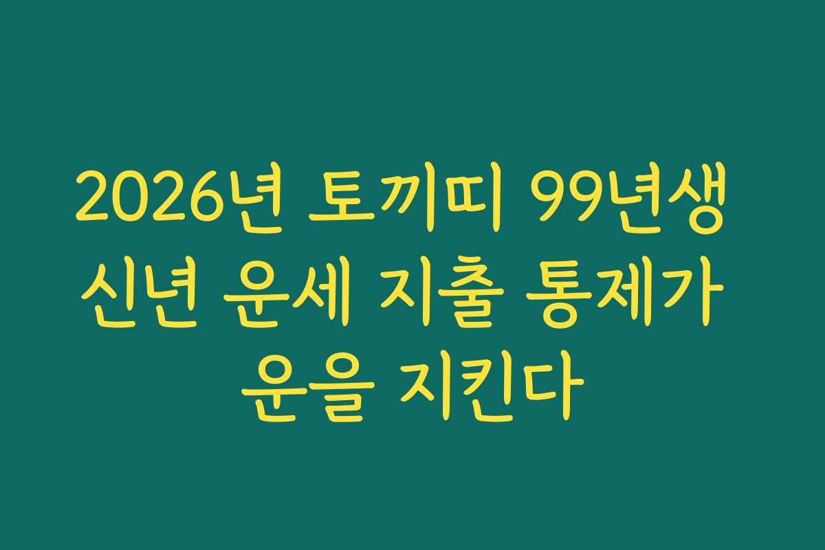 2026년 토끼띠 99년생 신년 운세 지출 통제가 운을 지킨다