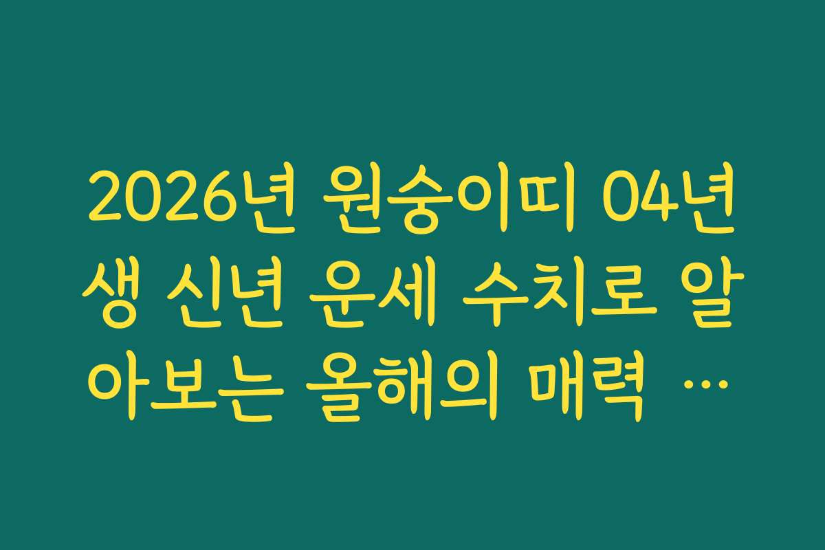 2026년 원숭이띠 04년생 신년 운세 수치로 알아보는 올해의 매력 지수 체크