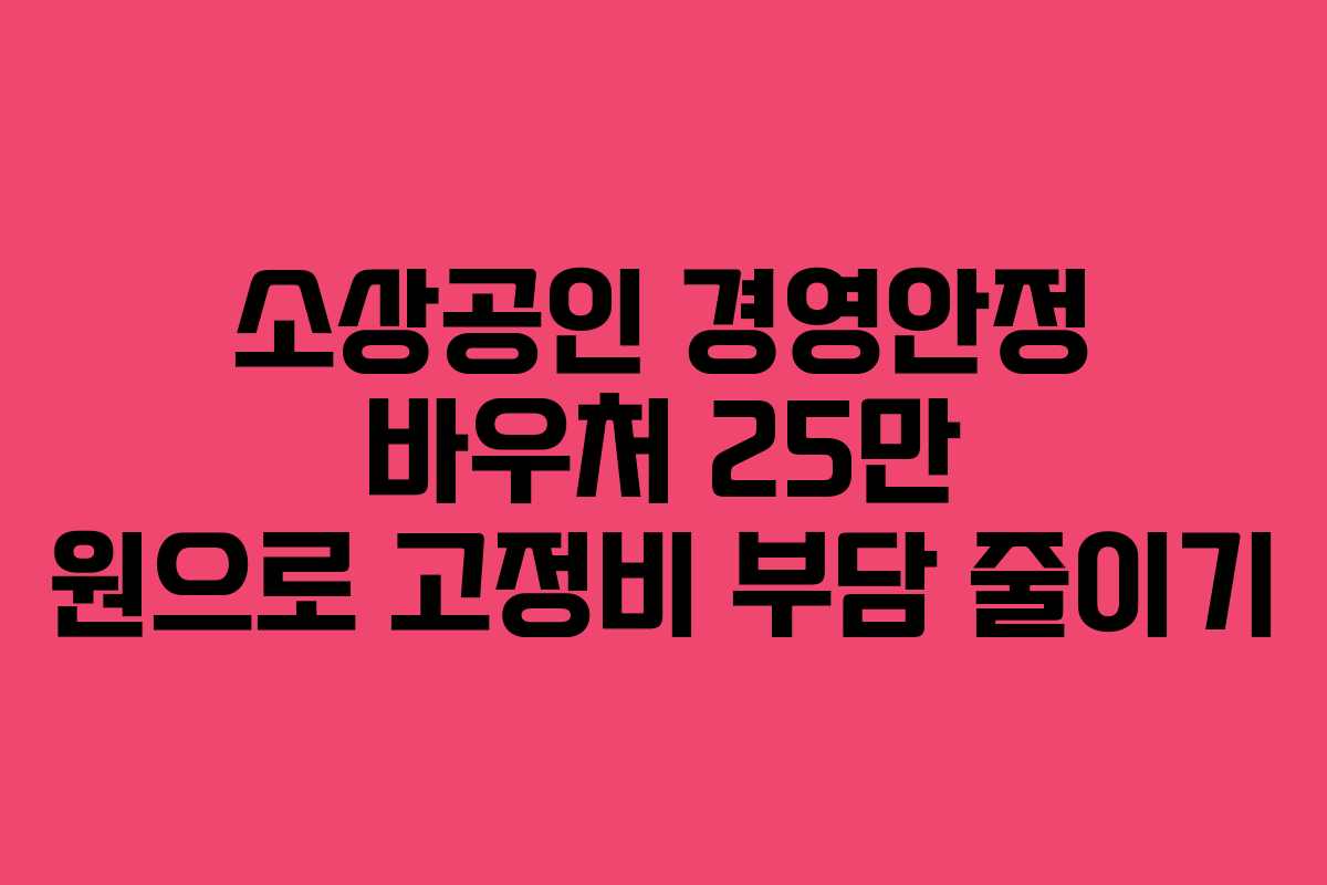 소상공인 경영안정 바우처 25만 원으로 고정비 부담 줄이기