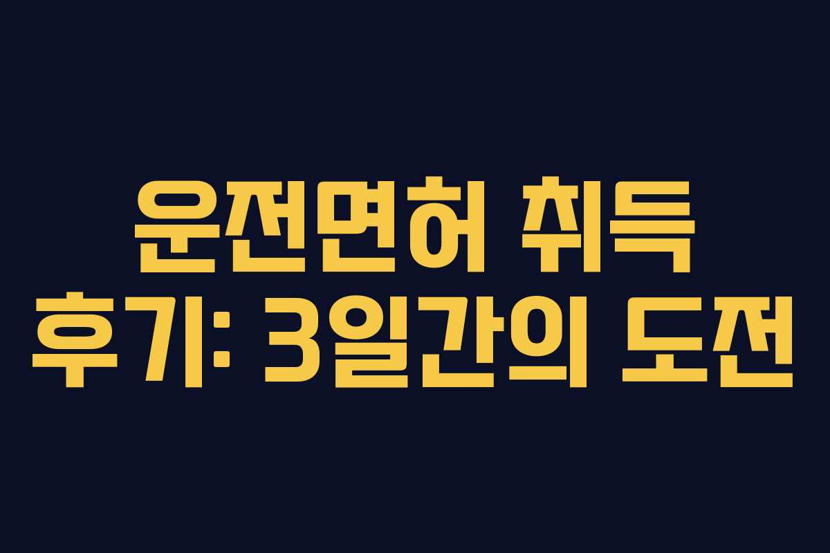 운전면허 취득 후기: 3일간의 도전