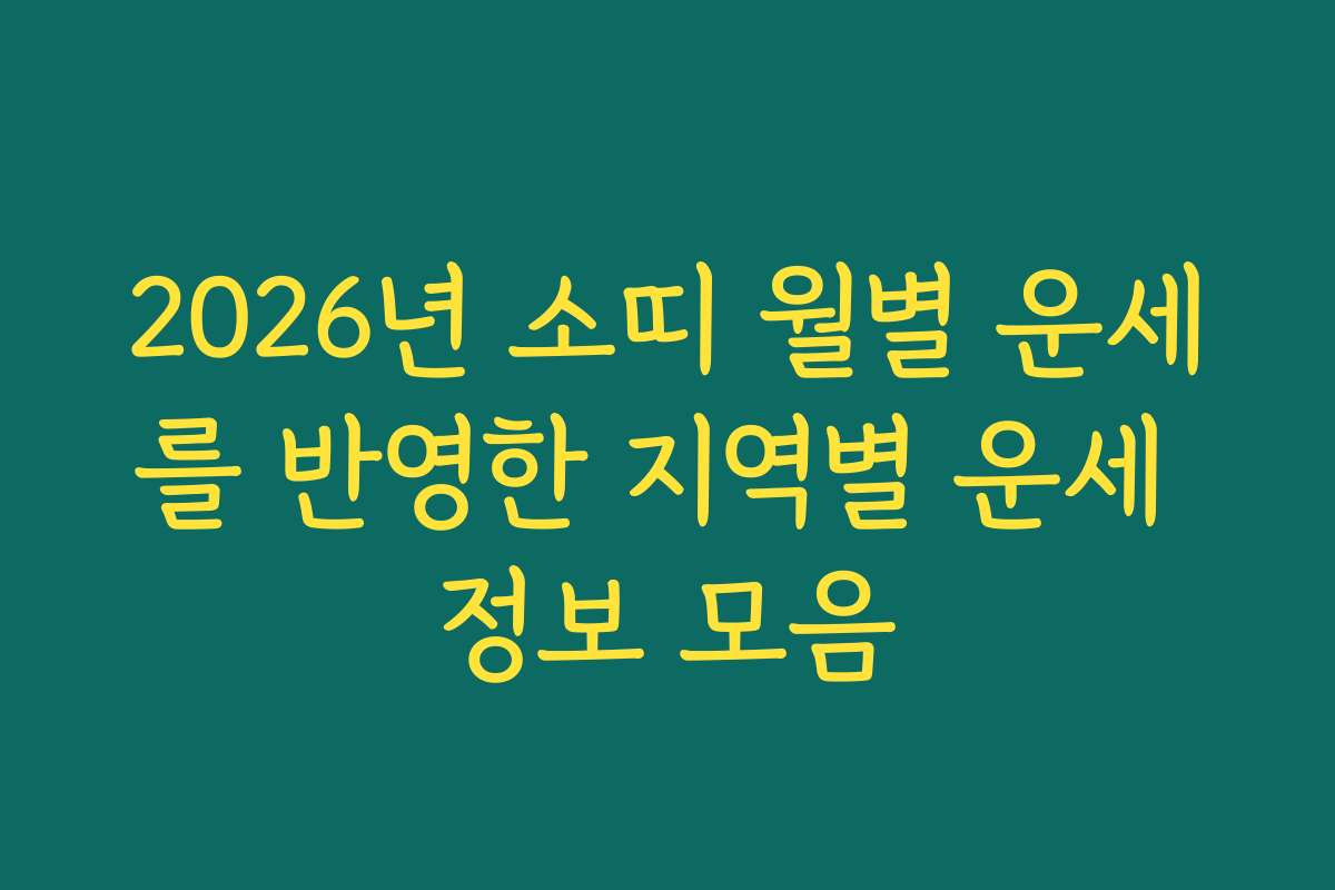 2026년 소띠 월별 운세를 반영한 지역별 운세 정보 모음