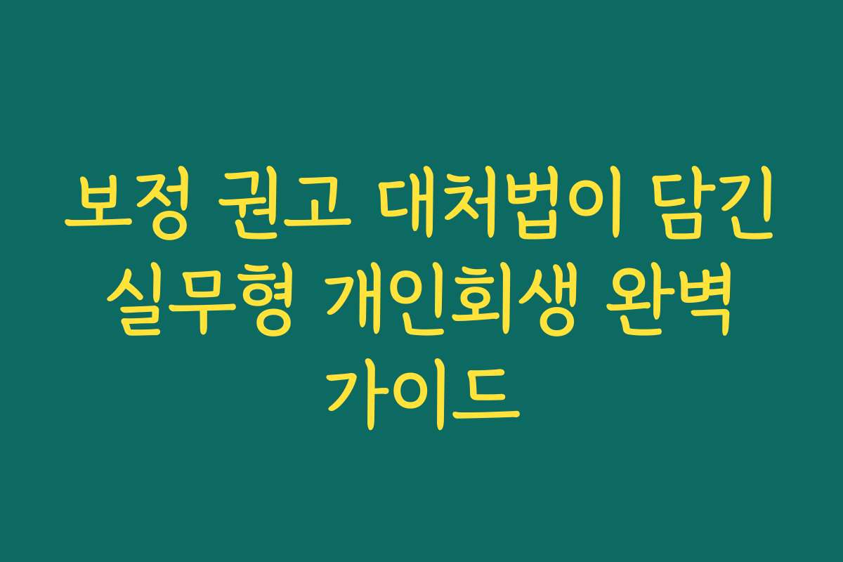 보정 권고 대처법이 담긴 실무형 개인회생 완벽 가이드