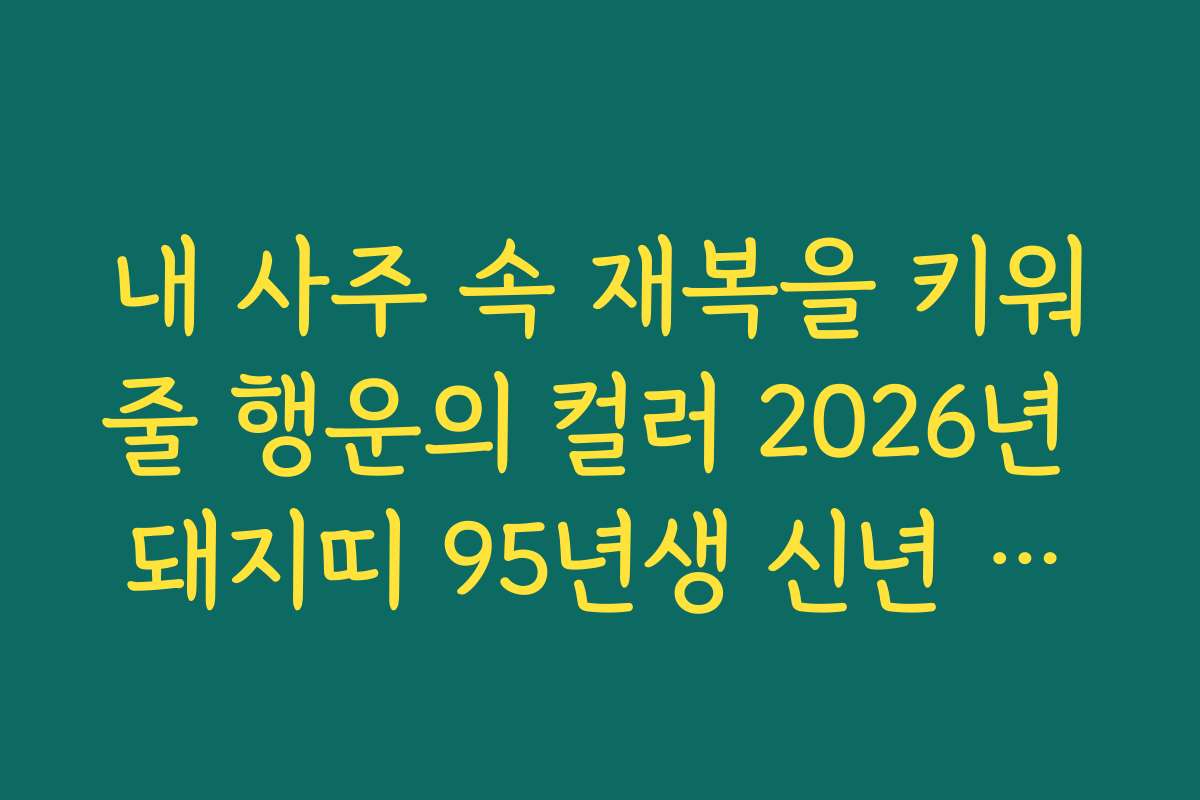 내 사주 속 재복을 키워줄 행운의 컬러 2026년 돼지띠 95년생 신년 운세 제안