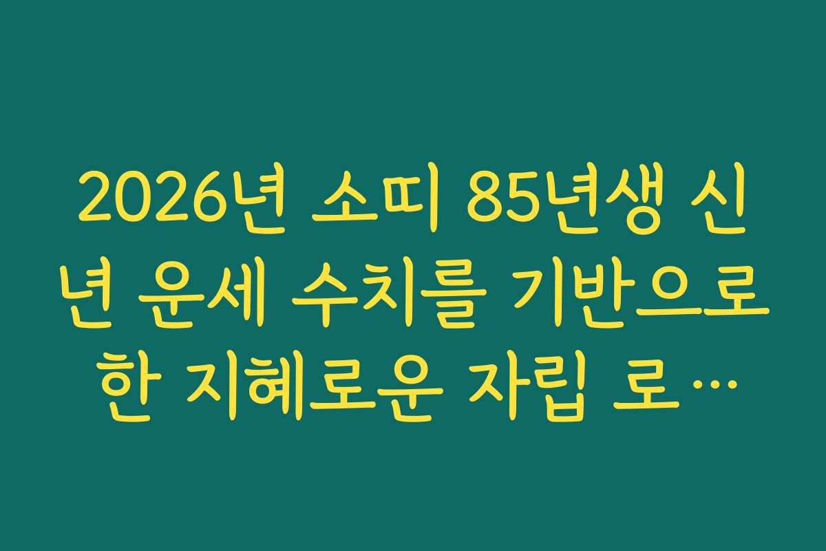 2026년 소띠 85년생 신년 운세 수치를 기반으로 한 지혜로운 자립 로드맵