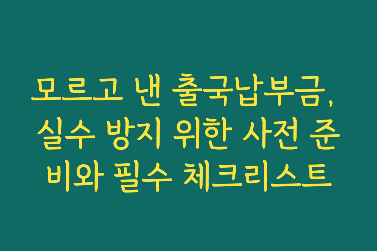 모르고 낸 출국납부금, 실수 방지 위한 사전 준비와 필수 체크리스트