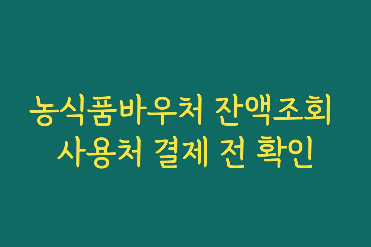 농식품바우처 잔액조회 사용처 결제 전 확인