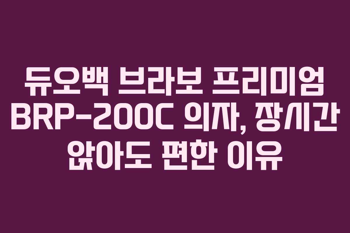 듀오백 브라보 프리미엄 BRP-200C 의자, 장시간 앉아도 편한 이유