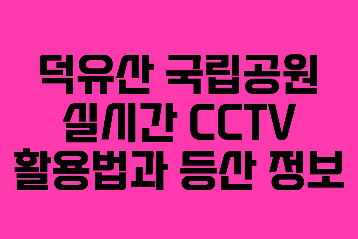 덕유산 국립공원 실시간 CCTV 활용법과 등산 정보