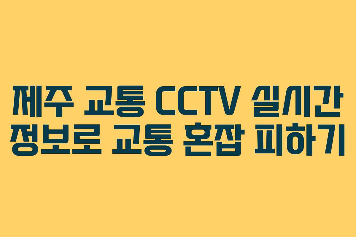 제주 교통 CCTV 실시간 정보로 교통 혼잡 피하기