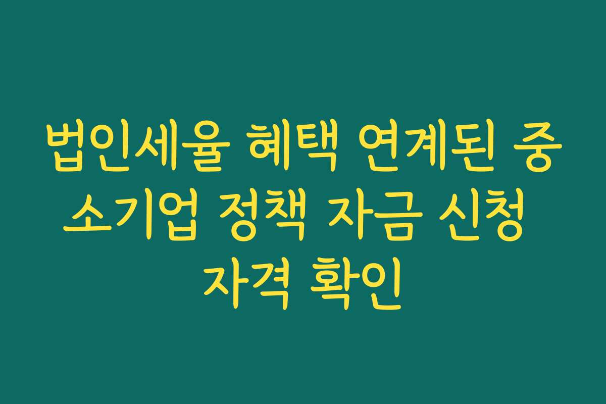 법인세율 혜택 연계된 중소기업 정책 자금 신청 자격 확인