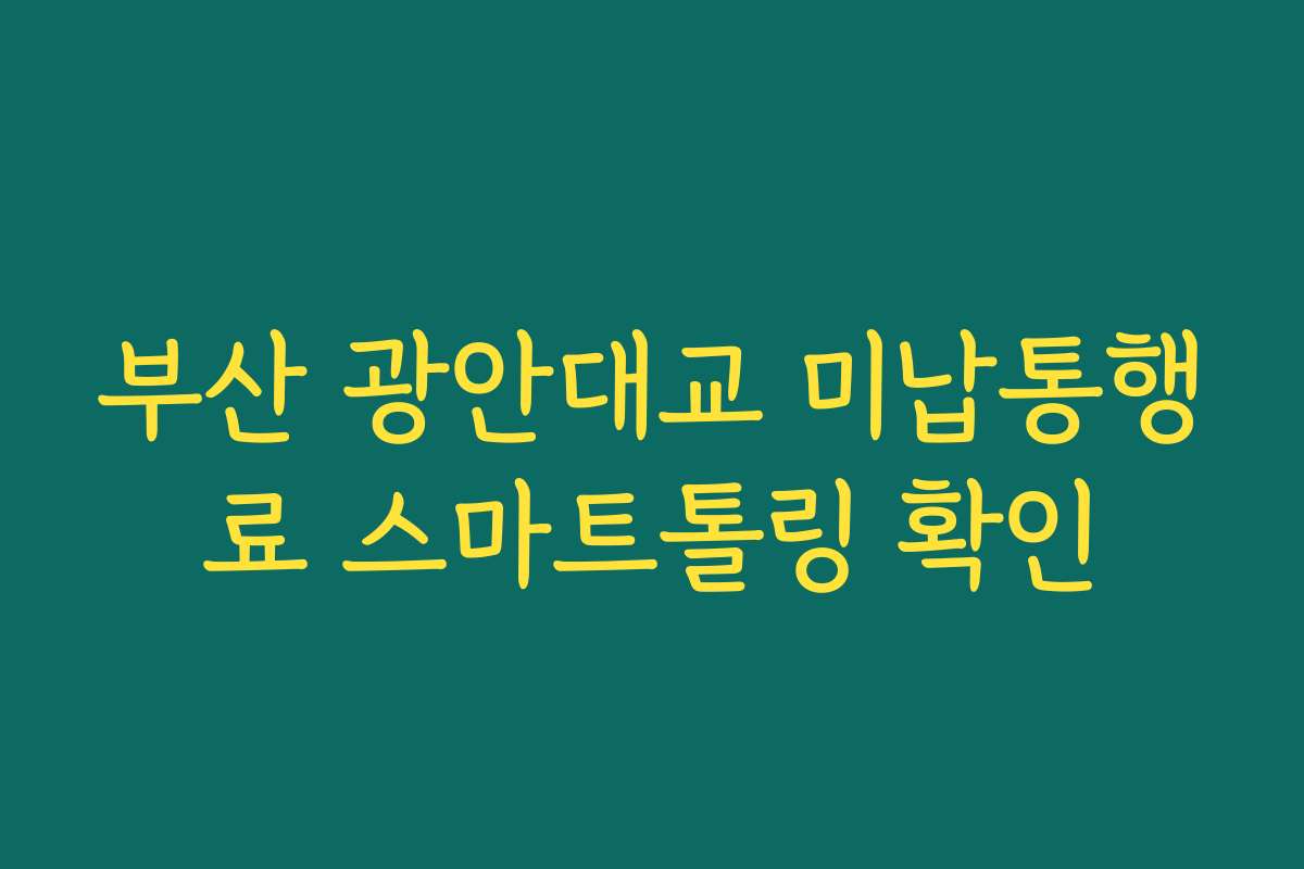 부산 광안대교 미납통행료 스마트톨링 확인