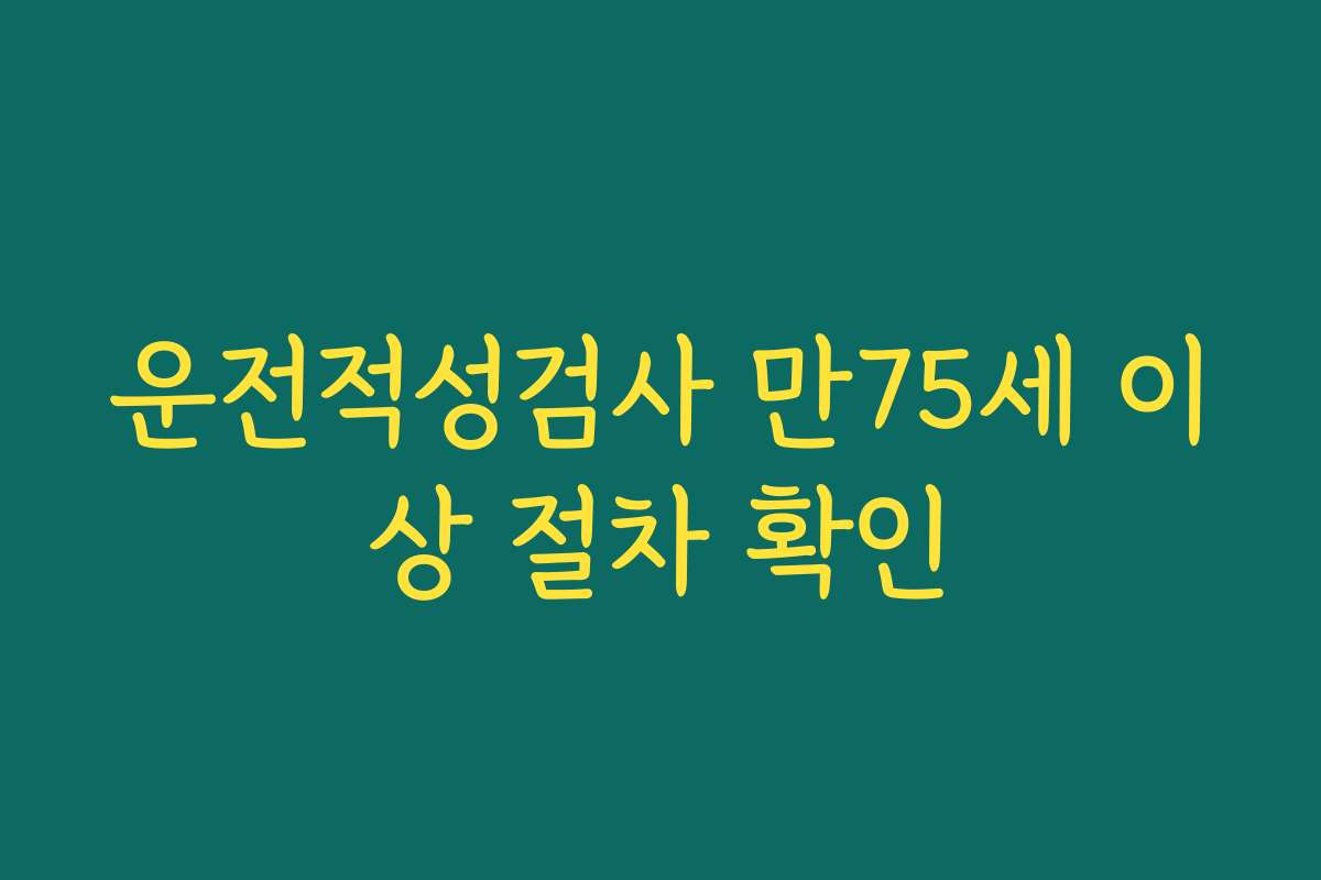 운전적성검사 만75세 이상 절차 확인