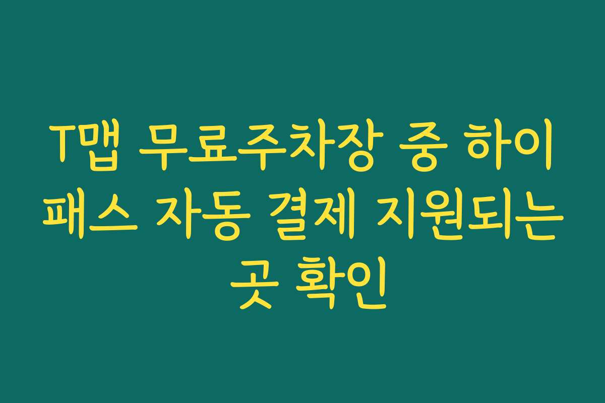 T맵 무료주차장 중 하이패스 자동 결제 지원되는 곳 확인