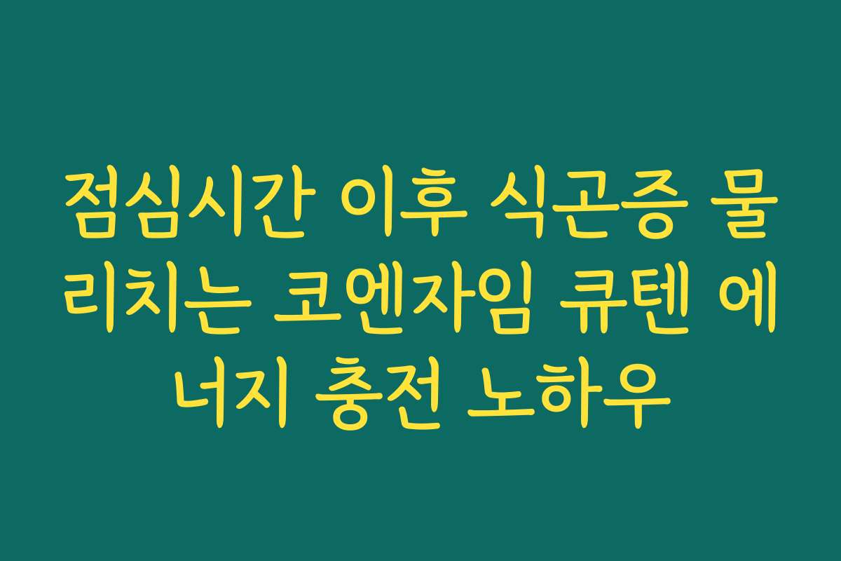 점심시간 이후 식곤증 물리치는 코엔자임 큐텐 에너지 충전 노하우