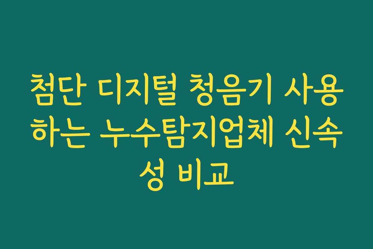 첨단 디지털 청음기 사용하는 누수탐지업체 신속성 비교